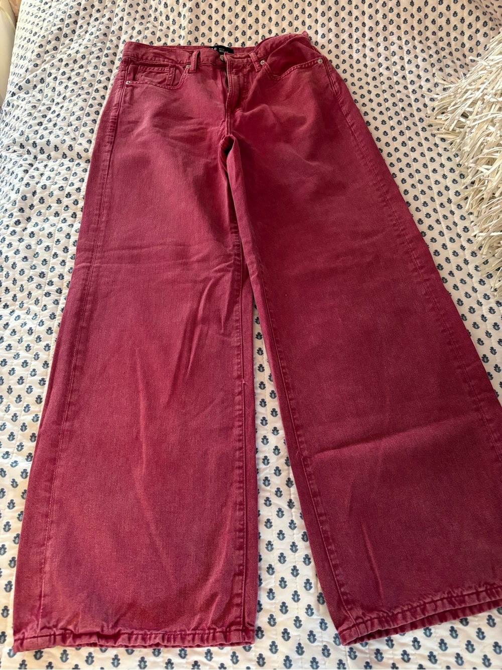 GAP Pink High-Rise Wide-Leg Denim Jeans